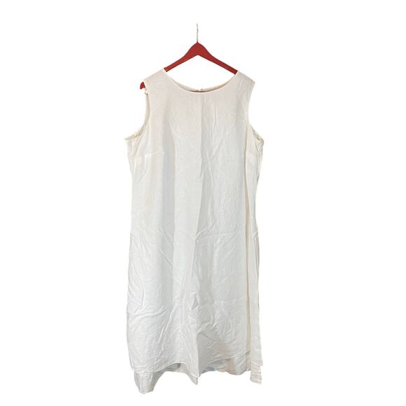 Bridgewater Studio Plus Size 22W White Linen Sleeveless Dress Lined Back Zip - Picture 1 of 8